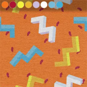 Colorful Zigzag Lines on Orange