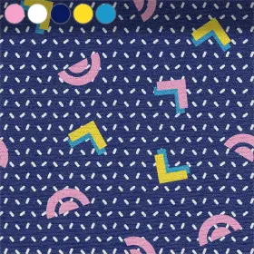 Colorful Shapes on Blue