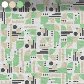 Geometrische Formenwiese grün-beige