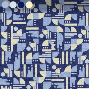 Geometrische Formenwiese blau-creme