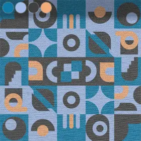 Geometric Tiles in Blue-Grey