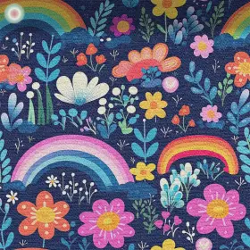 Buntes Regenbogen-Blumenfeld