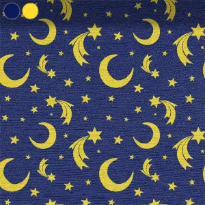 Stars and Moons on Night Blue